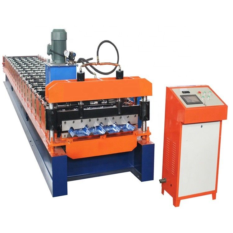 Trapezoid Type 5 Rib Hydraulic Cutting Roof Tile Roll Forming Machine PLC Control