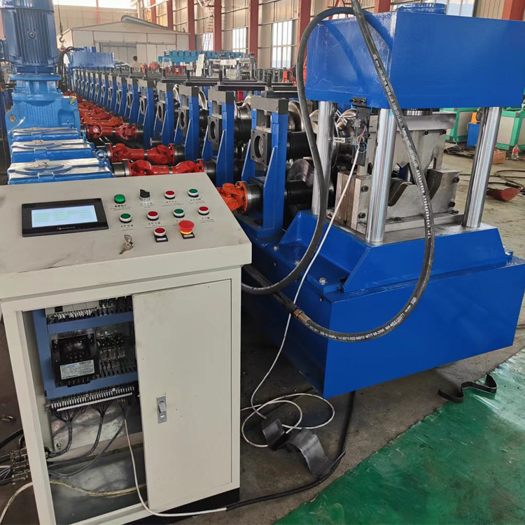 Quench HRC58-62 Plated Chrome Highway Guardrail Roll Forming Machine 11kw 5.5kw PLC Control
