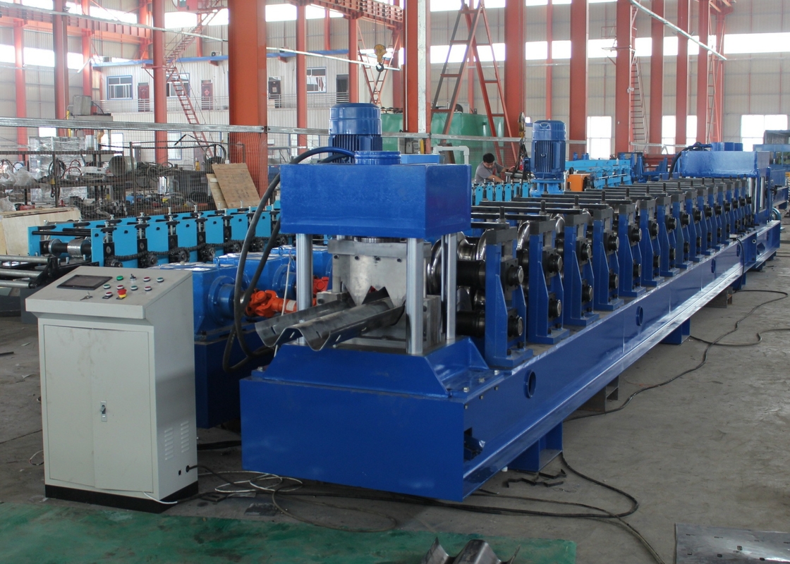 High Speed 15 Station GI Highway Guardrail Roll Forming Machine With Hydraulic Decoiler