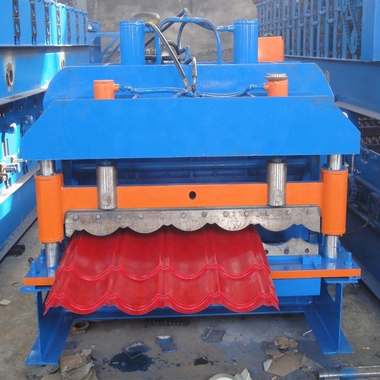 Low Noise Glazed Plc Roof Tile Roll Forming Machine For Color Ppgi Steel