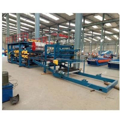 Steel EPS / Rock Wool Sandwich Panel Production Wall / Roof Roll Forming Machine For Sheet Tile Making And 30T Total Weight