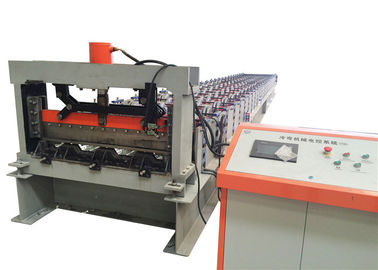 Metal Floor Deck Roll Forming Machine 4Kw PLC Control Automatic Crimping